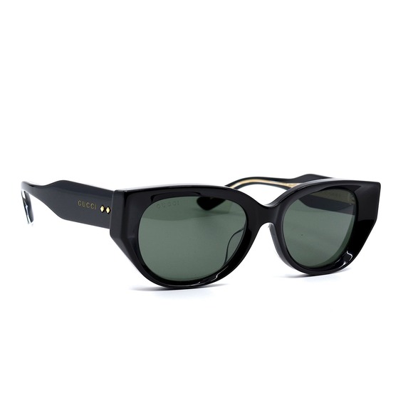 Gucci Black Cat-Eye Sunglasses with Dark Green Lenses - Picture 3 of 10